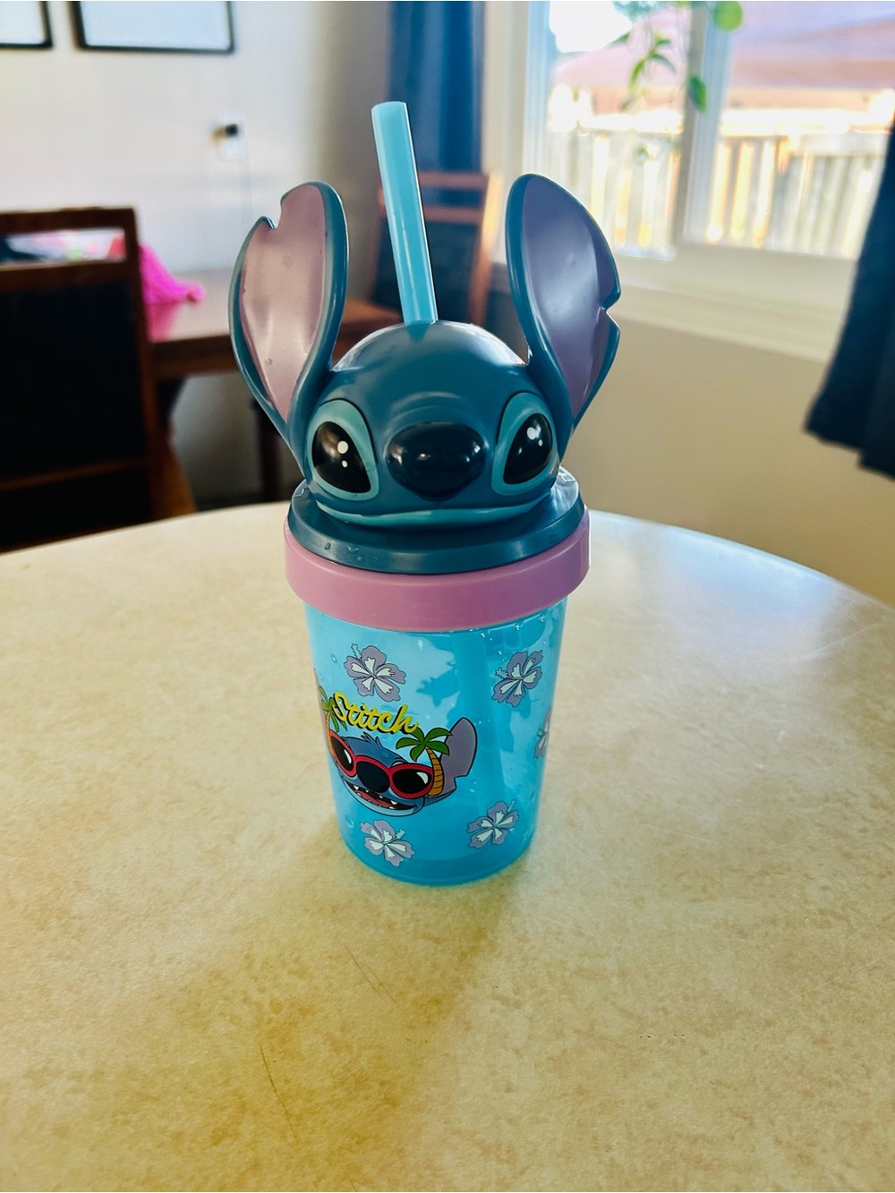 Disney Stitch Aqua Blue Tumbler with Purple Rim and Teal Lid
